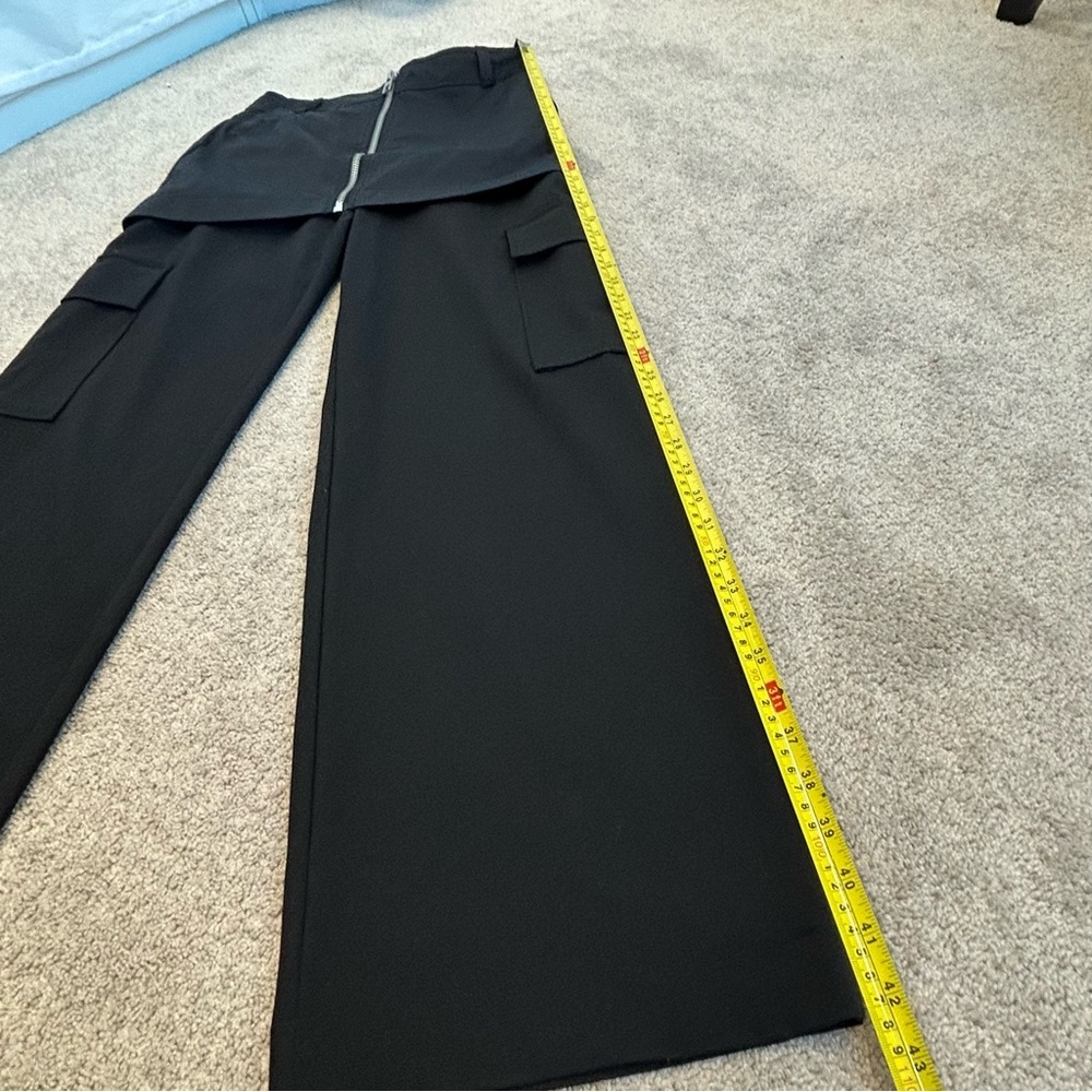 Zara black mini skirt over trouser pants zipper front Sz XS NWOT new without tag - Picture 10 of 11